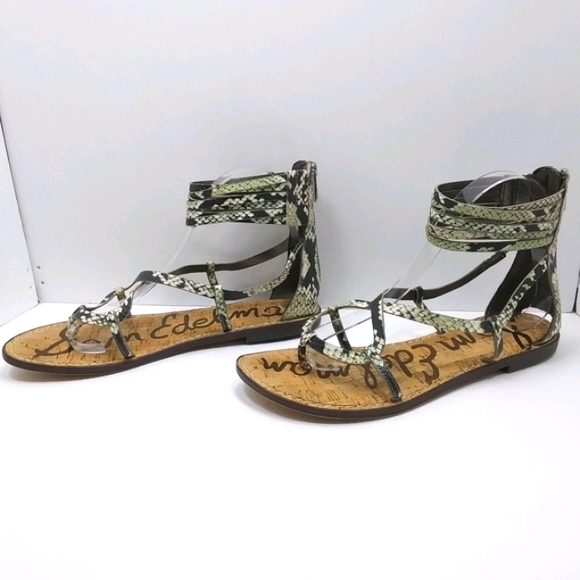 SAM EDELMAN Glenda Split Toe Python Gladiator Sandals EUC - Picture 3 of 13